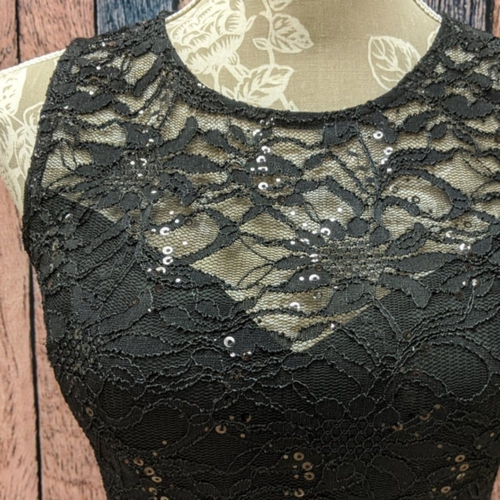 Black Lace & Sequin Sweetheart Prom Separates Top